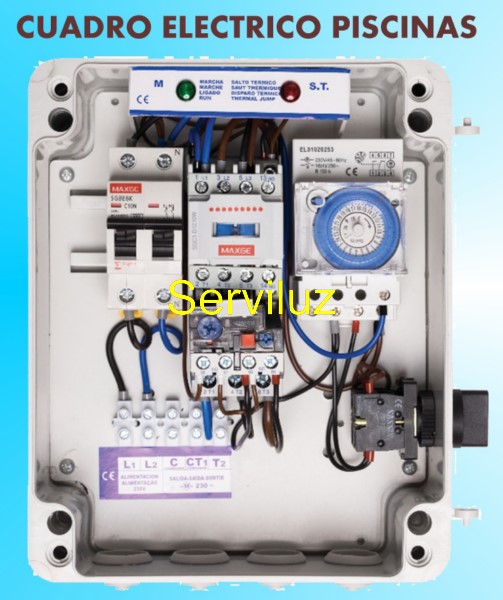 Cuadro de Piscinas de Proteccion 0.33 050 HP monofasico MAXGE Cuadro de Piscinas de Proteccion 0.33 050 HP monofasico MAXGE